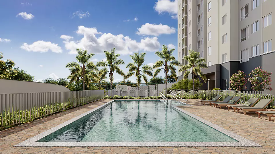 Perspectiva ilustrada da piscina