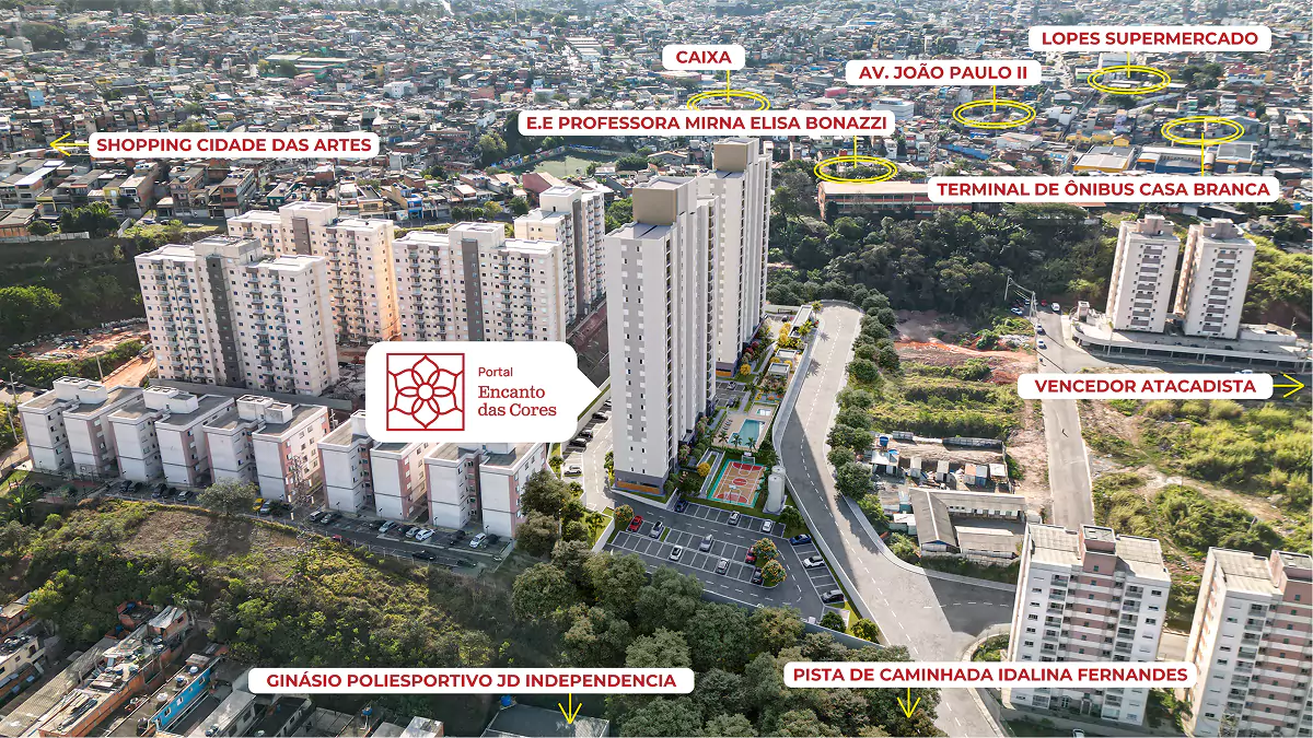 Vista aérea do empreendimento e região